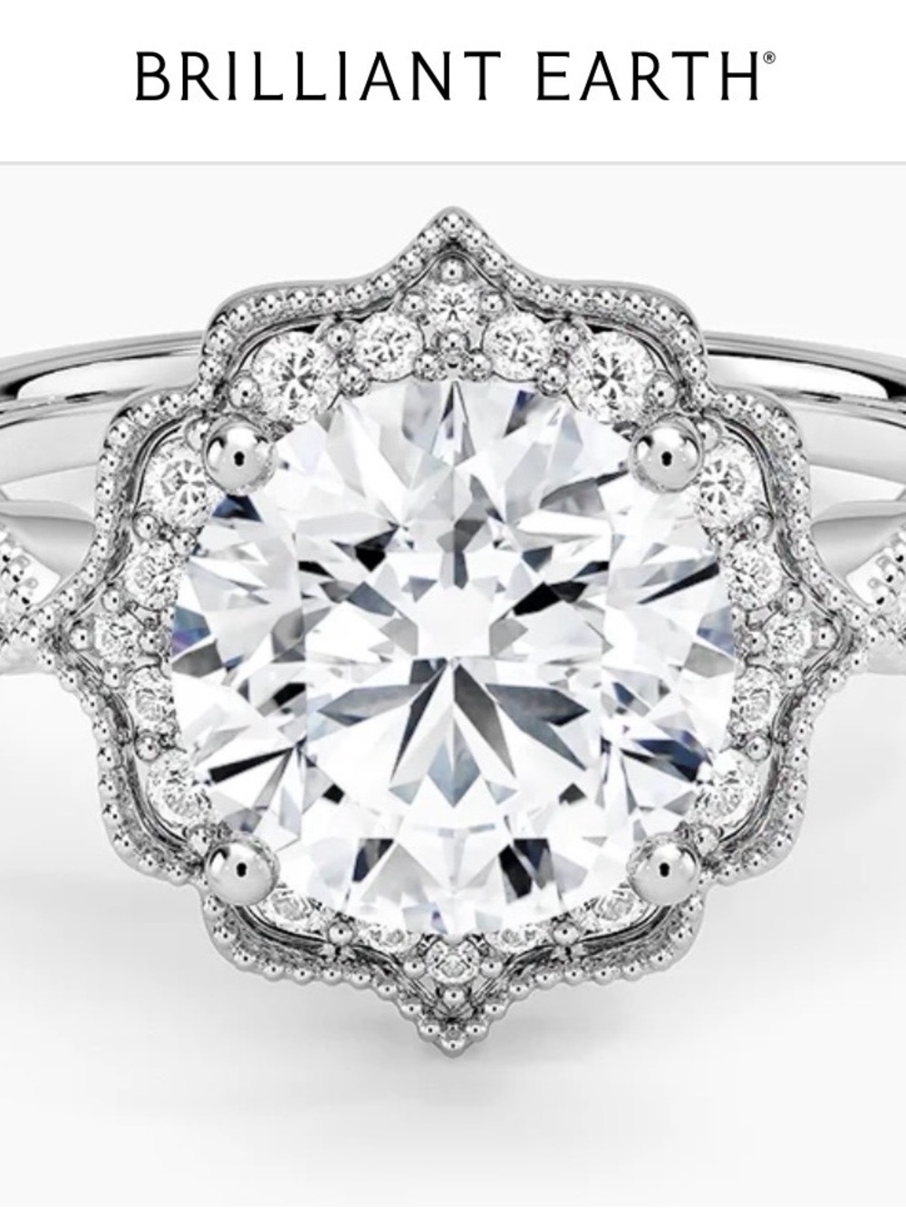 Brilliant Earth 0.84 ct Lab-Grown Diamond Engagement Ring, size 9, 18k gold
